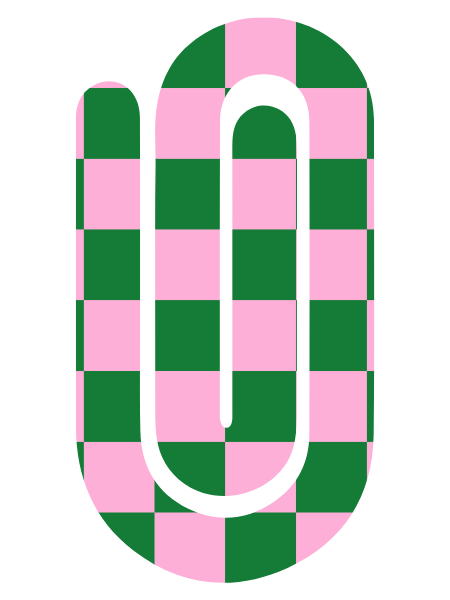 Jumbo Paperclip - Checkered Pink and Green