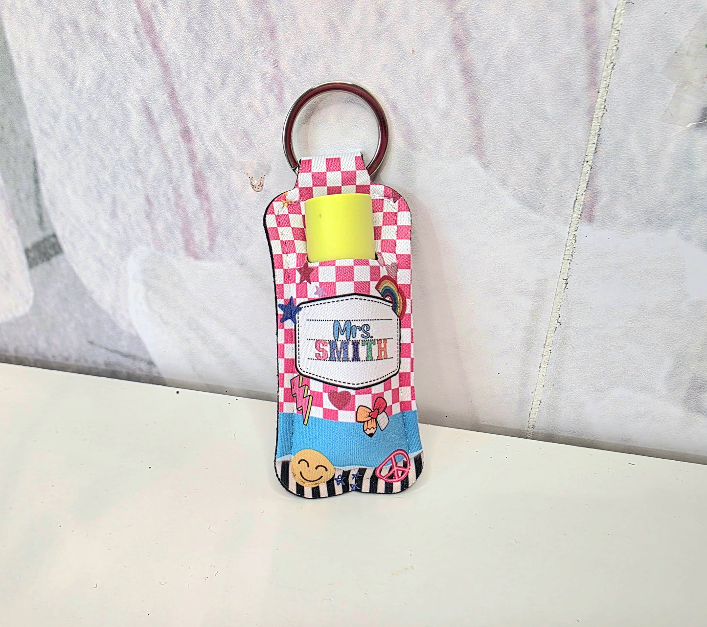 Chapstick Holder Checkered Fun Green