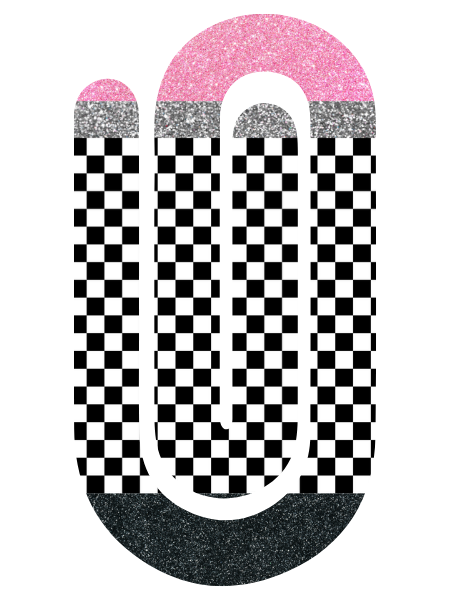 Jumbo Paperclip - Black and White Checkered
