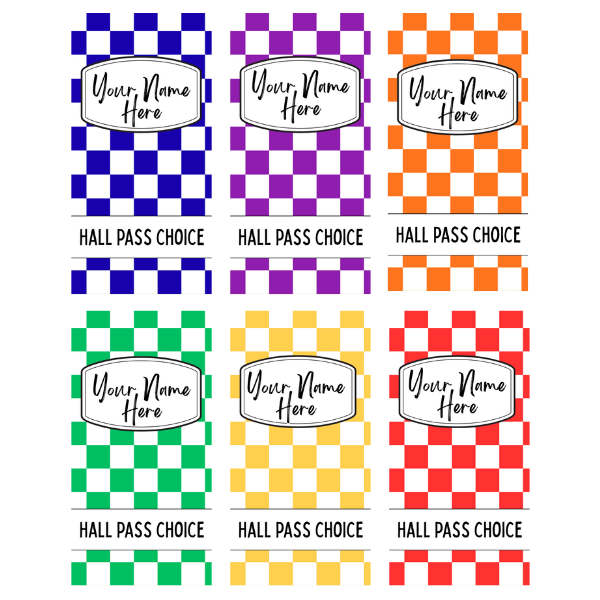 Checkered Hallpasses Set of 6