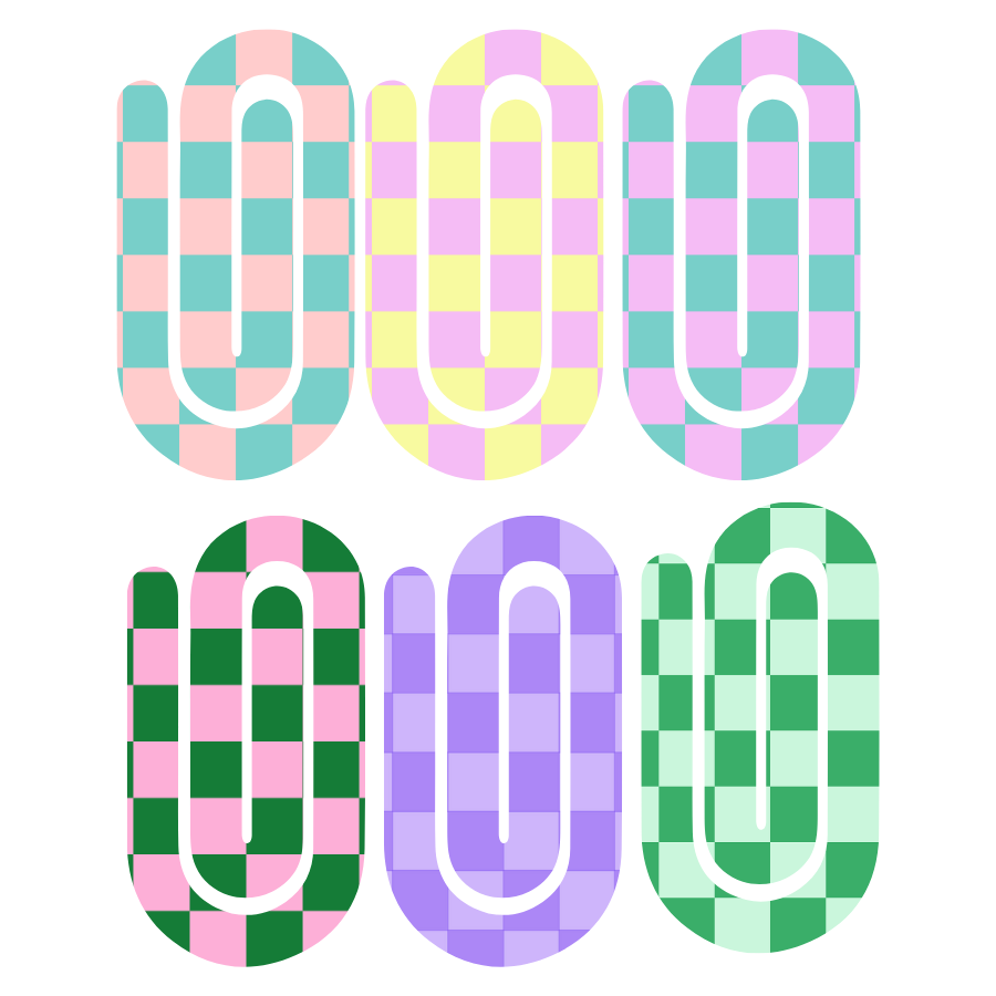 Jumbo Paperclip Set- Two Toned Checkered