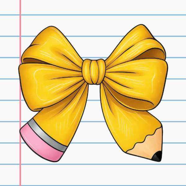 Yellow Bow Pencil Notebook Paper Mousepad