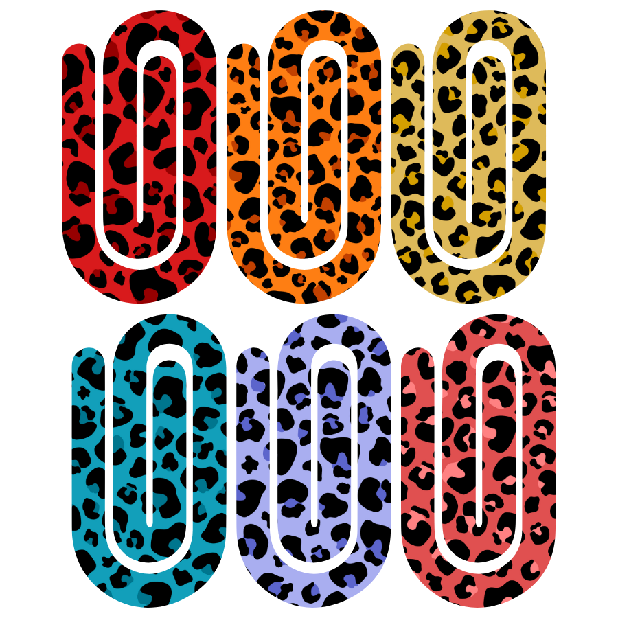 Jumbo Paperclip Set- Colorful Leopard Pring
