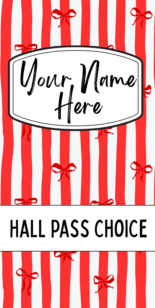 Bows and Stripe Hallpass - Red