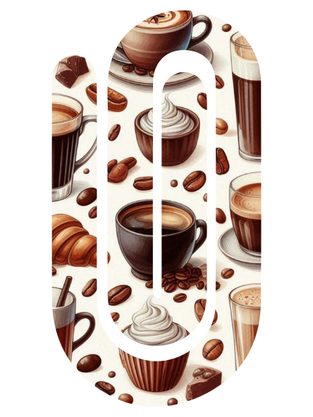 Jumbo Paperclip - Coffee Cups w/White Blue Background