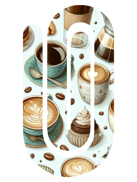 Jumbo Paperclip - Coffee w/Light Blue Background