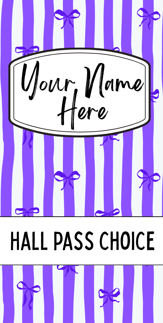 Bows and Stripe Hallpass - Purple