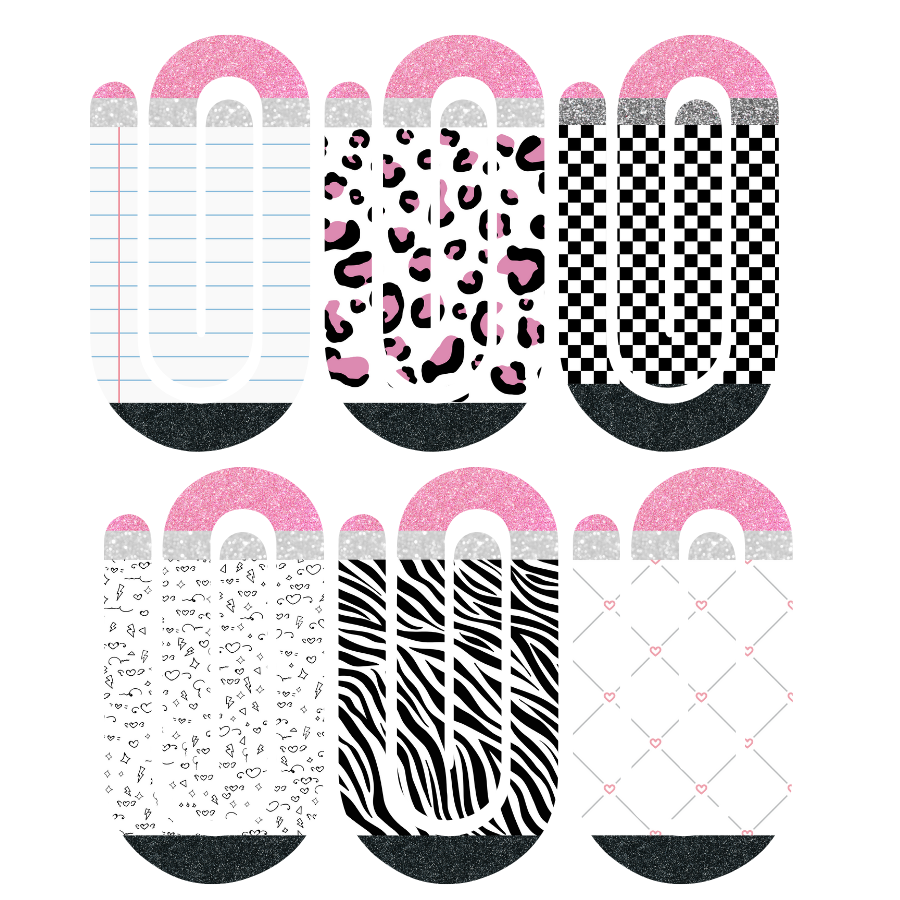Jumbo Paperclip Set- Black and White Pencils