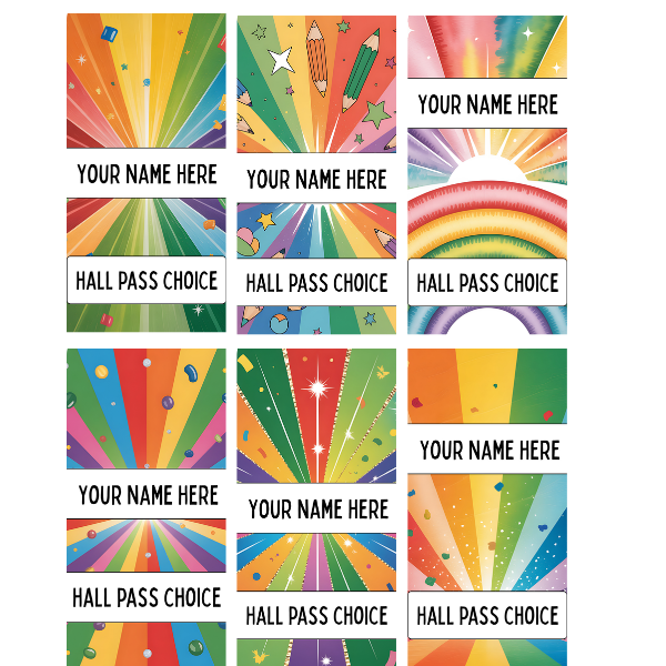 Colorful Hallpasses Set of 6