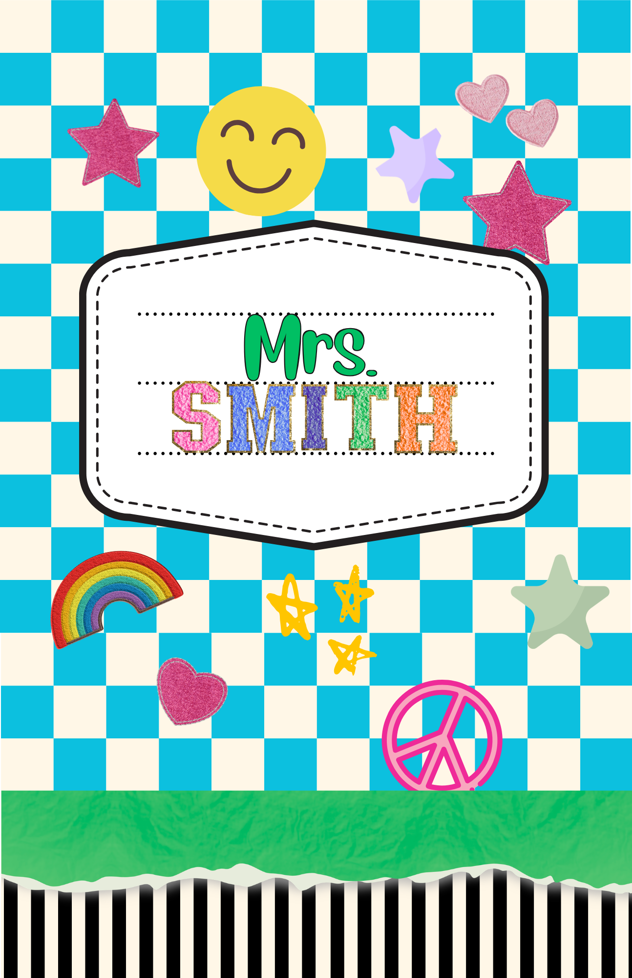 Clipboard Checkered Fun Blue