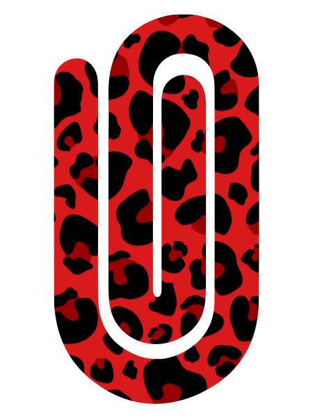 Jumbo Paperclip -  Leopard Red
