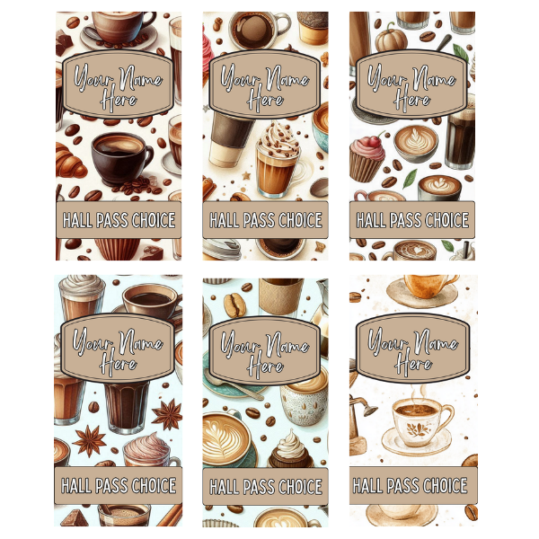 Coffee Hallpasses Set of 6