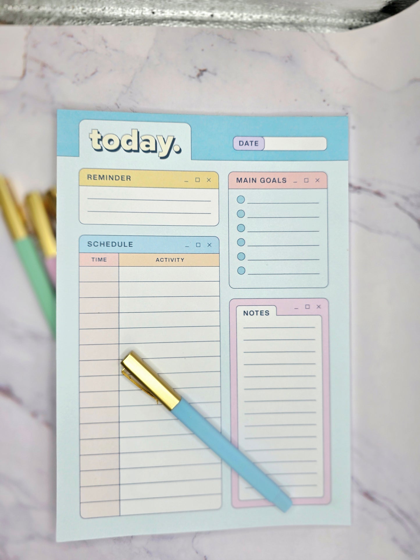 Daily Planning Notepad Blue w/Pen and Clip