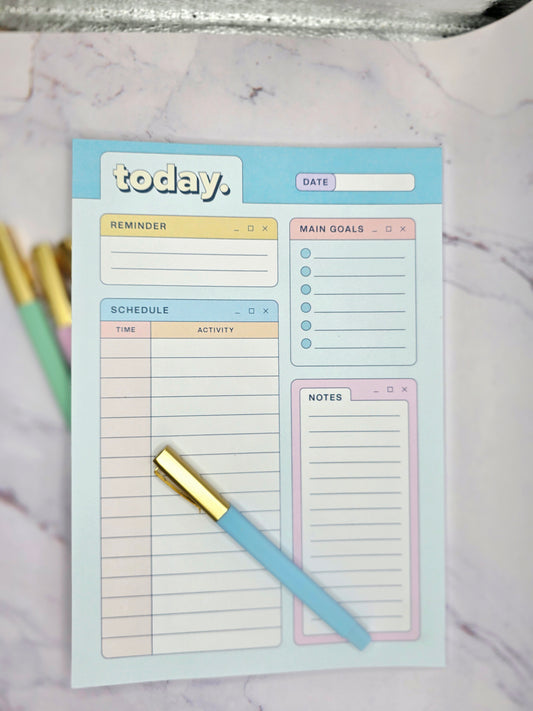 Daily Planning Notepad Blue w/Pen and Clip