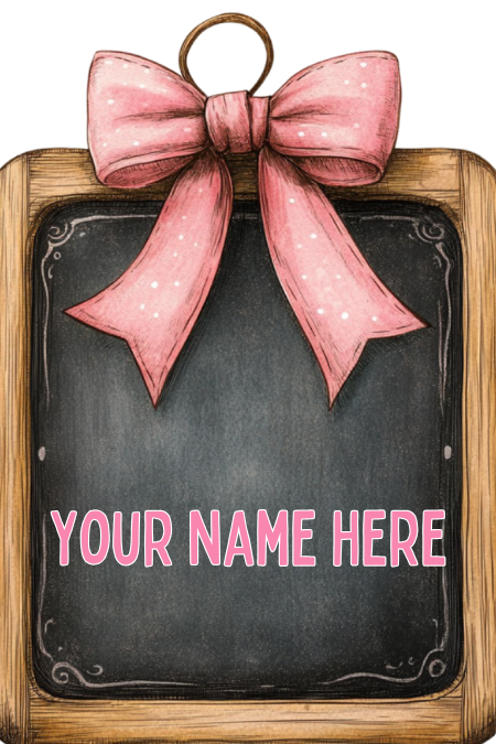 Badge Holder - Pink Bow Chalkboard