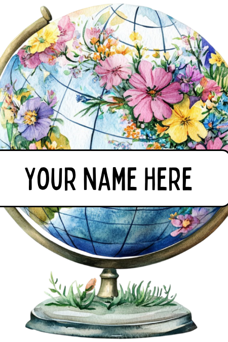 Badge Holder - Floral Globe