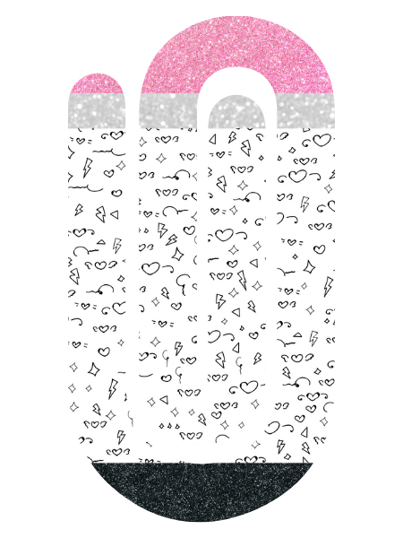 Jumbo Paperclip -  Black and White Heart Doodles
