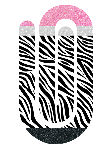 Jumbo Paperclip -  Black and White Zebra