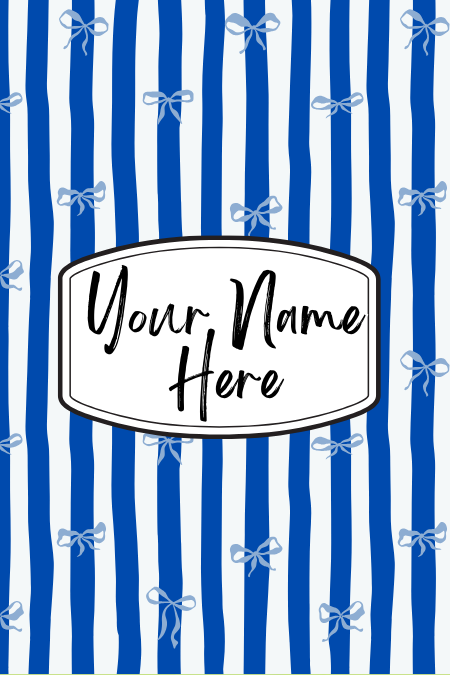 Badge Holder - Bows and Stripes Blue