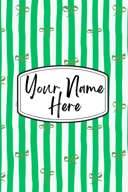 Badge Holder - Bows and Stripes Green