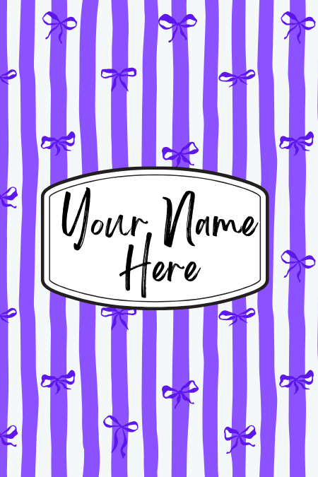 Badge Holder - Bows and Stripes Purple