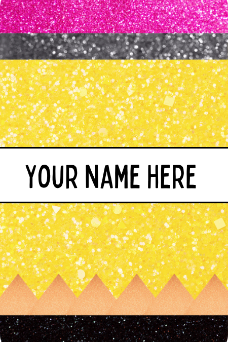 Badge Holder - Yellow Glitter Pencil