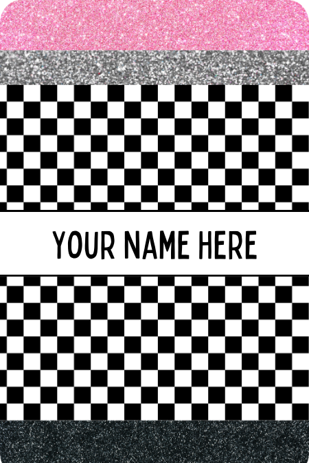 Badge Holder - Black and White Checkered Pencil