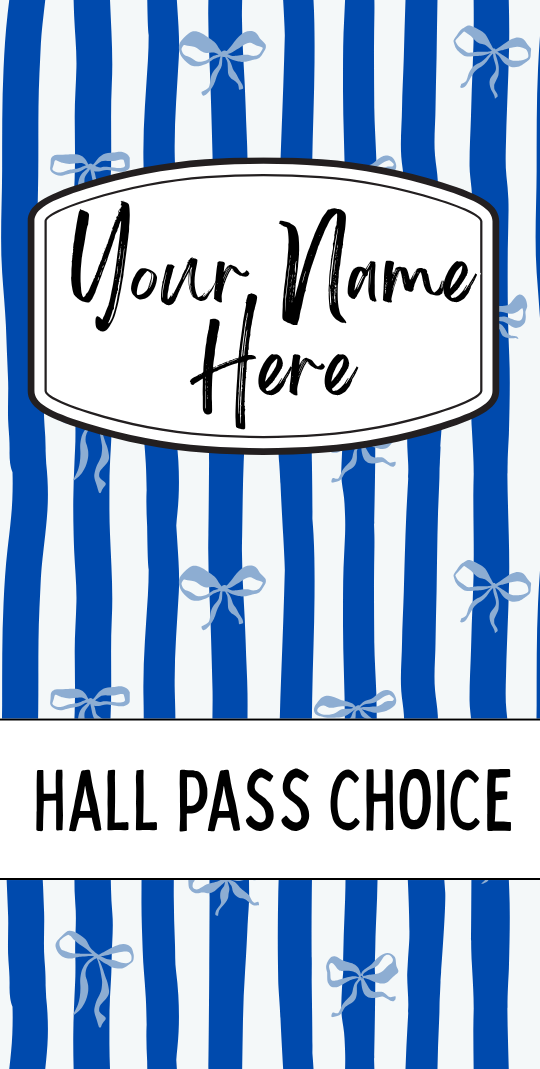 Bows and Stripe Hallpass - Blue