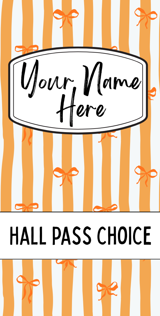 Bows and Stripe Hallpass - Orange