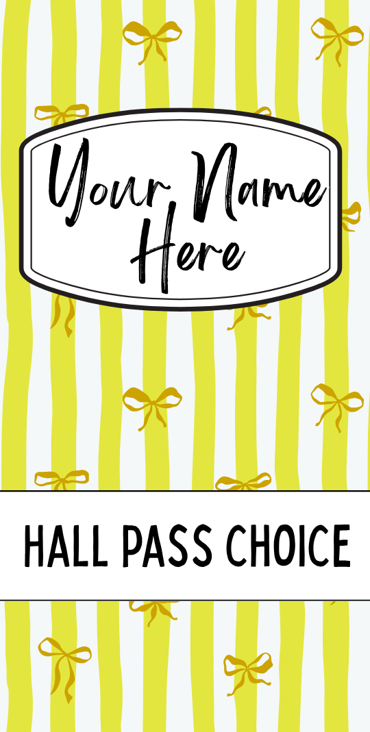 Bows and Stripe Hallpass - Yellow