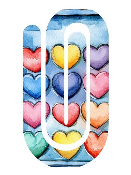 Jumbo Paperclip -  Watercolor Hearts