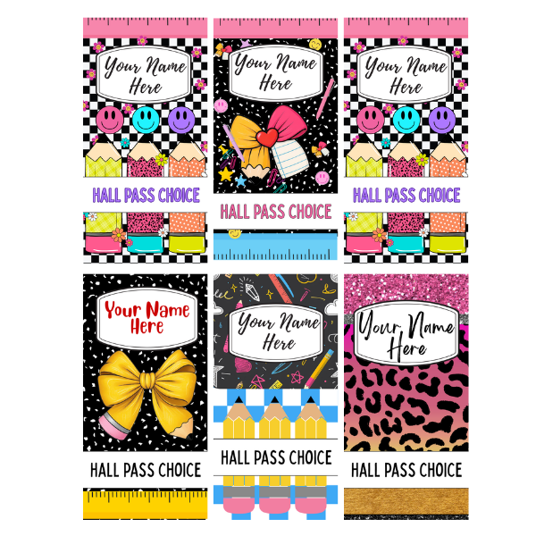 School of Fun Hallpases Set of 6